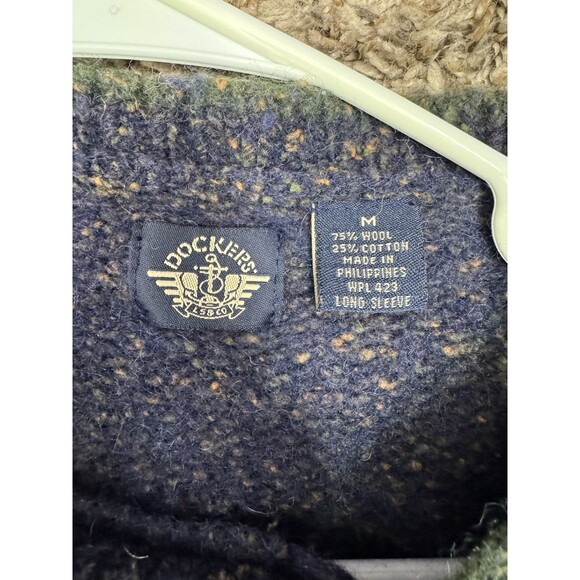 Vtg Dockers Mens Wool Blend Pullover Crewneck Knit Grandpa Sweater Blue 90s Sz M - Picture 3 of 16